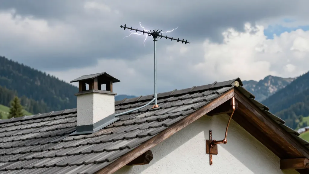 Blitzschutzanlage auf Tiroler Hausdach